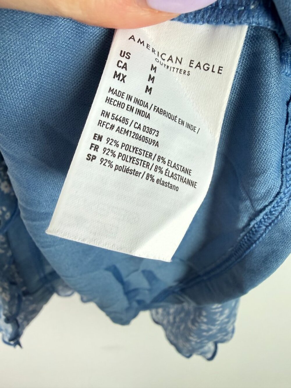 American Eagle Babydoll Mini Mesh Ditsy Floral Dress Blue Size Medium M EUC - Picture 7 of 10